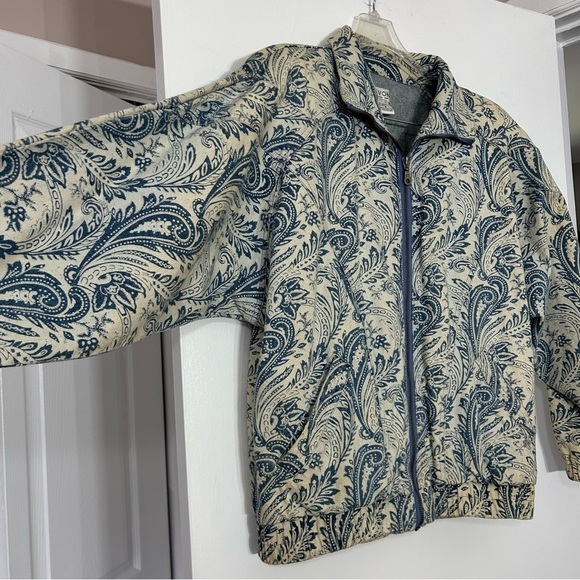 Vintage 80s LAVON Denim print paisley zip up jacket small Rare women’s - Picture 12 of 13